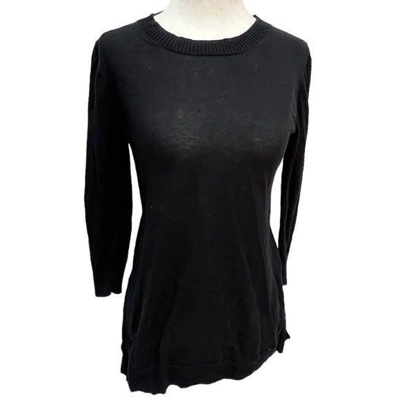 𝅺club Monaco Black Cotton Crew Neck Lightweight Sweater XXS - Picture 5 of 9